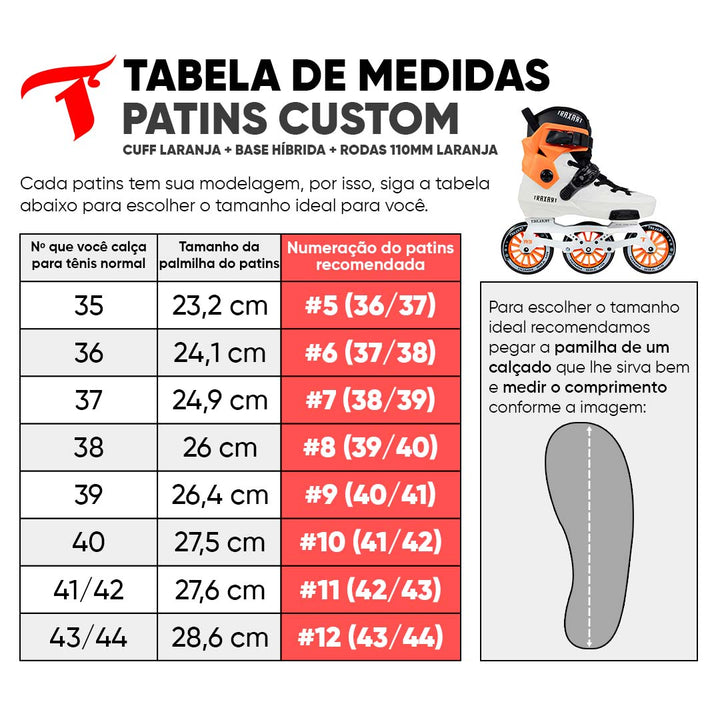 Patins Custom Personalizado Branco e Laranja