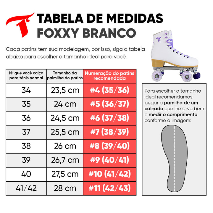 Patins Quad Foxxy LED Branco – 58mm ABEC-9