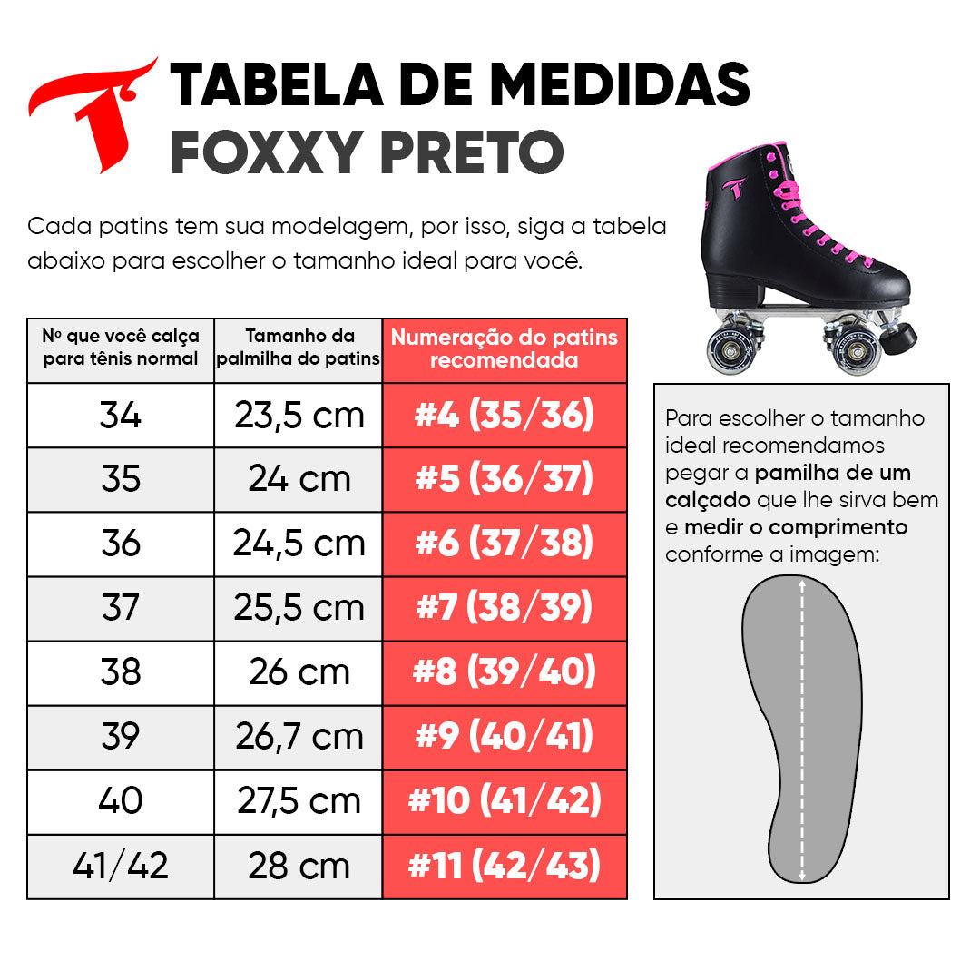 Patins Foxxy Preto - 58mm x 32mm ABEC-5