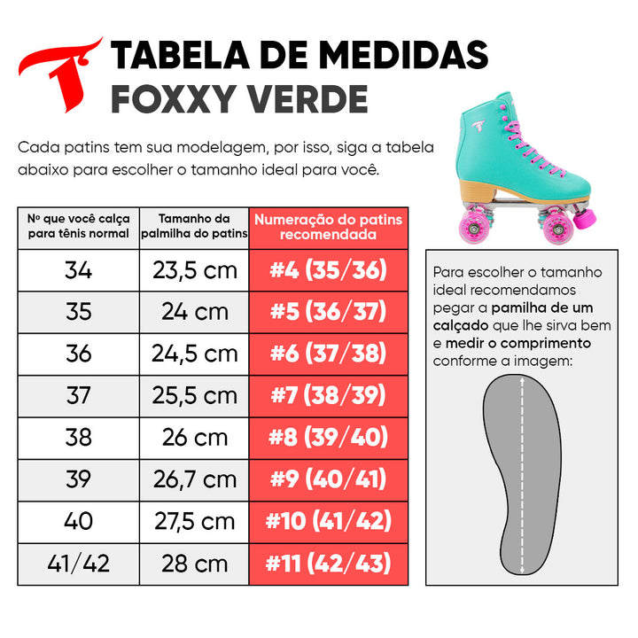 Patins Foxxy Verde Acqua - 58mm x 32mm ABEC-9