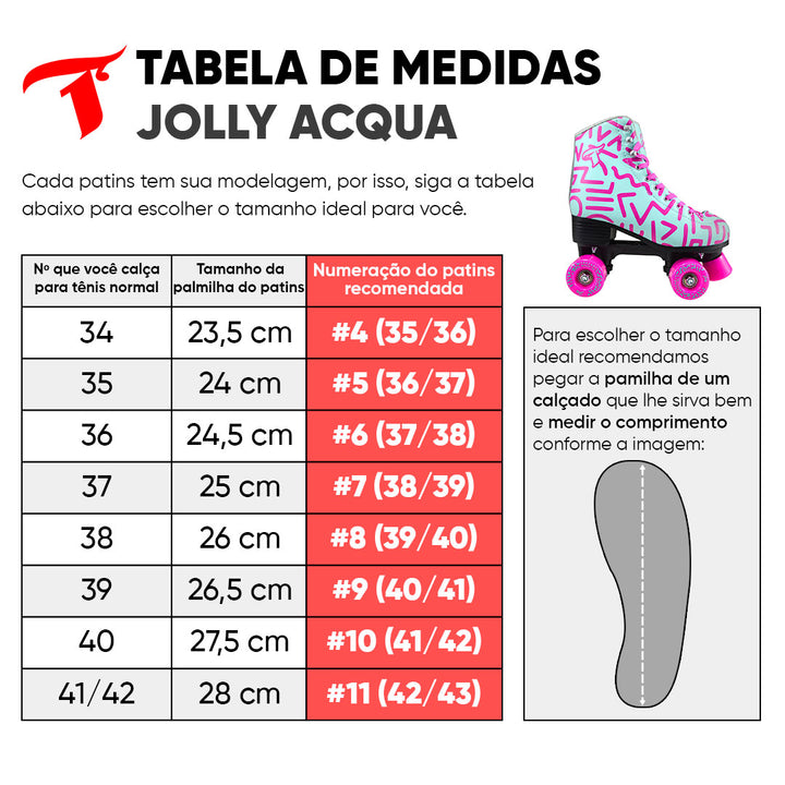 Patins Jolly Acqua e Rosa - 58mm x 32mm ABEC-7
