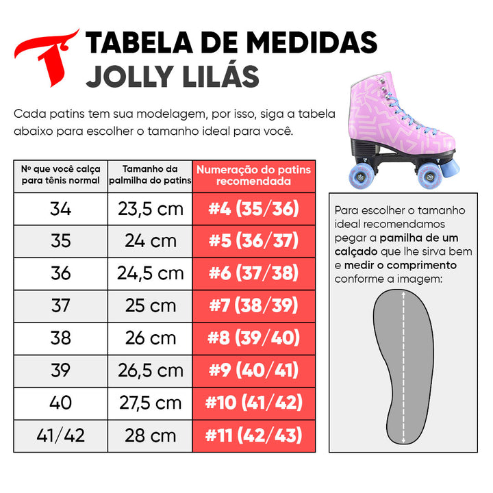 Patins Jolly Rosa Lilas - 58mm x 32mm ABEC-7