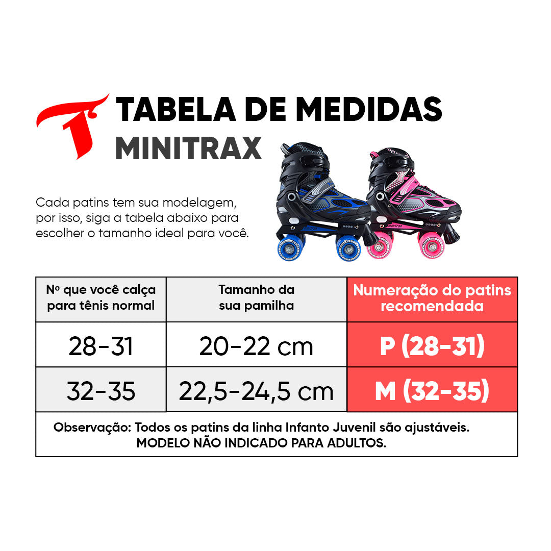 Patins Infantil MiniTrax Rosa - 54mm ABEC-7