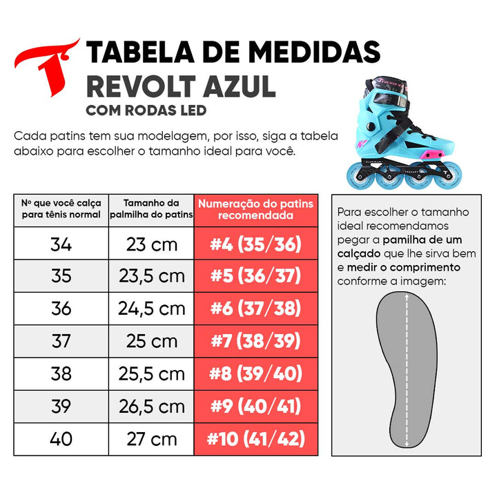 Patins Revolt Azul com Rodas LED Special Azul 80mm/85A
