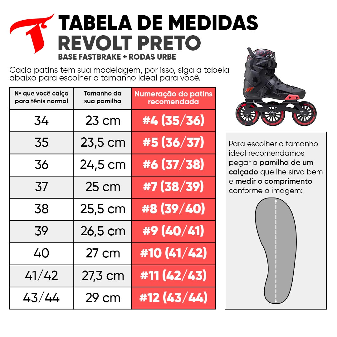Patins Revolt Preto com Base Fastbrake e Rodas URB-E - 110mm ABEC-9