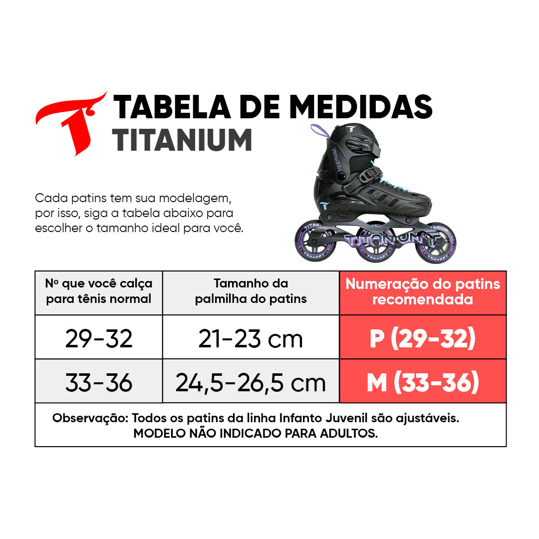 Patins Inline Infantil Titanium V2 - 90mm ABEC-7