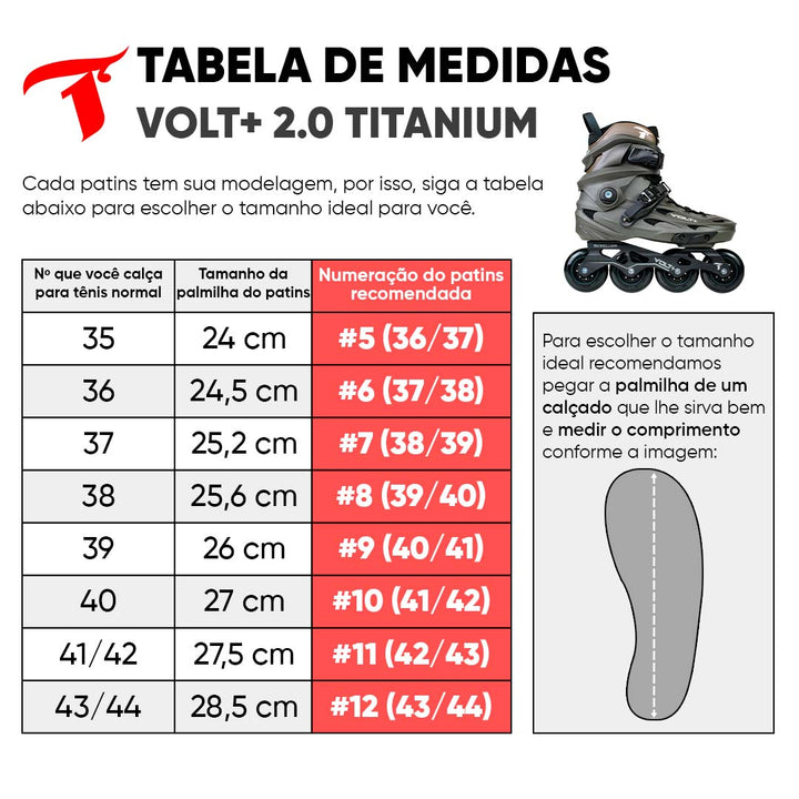 Patins Volt + 2.0 Titanium - 80mm ABEC-9