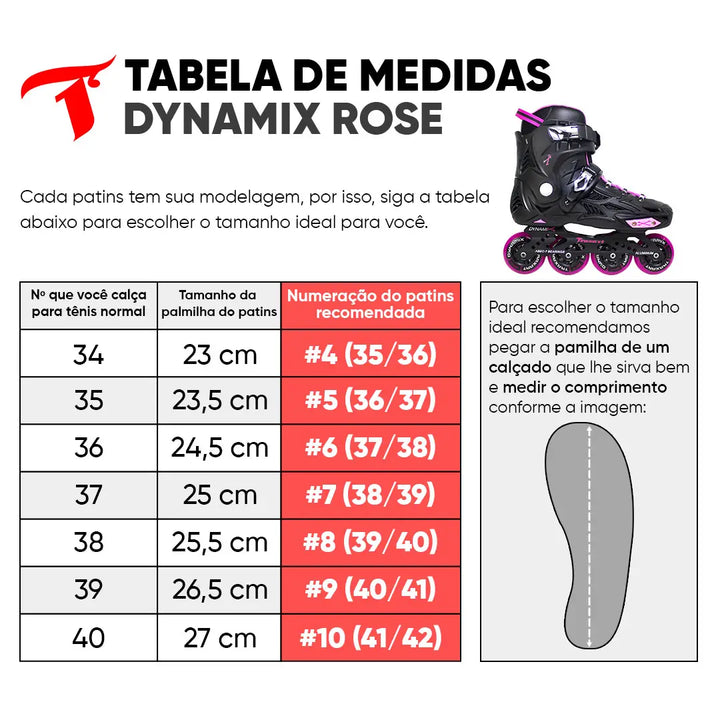 Patins Dynamix Rose - 80mm ABEC-7