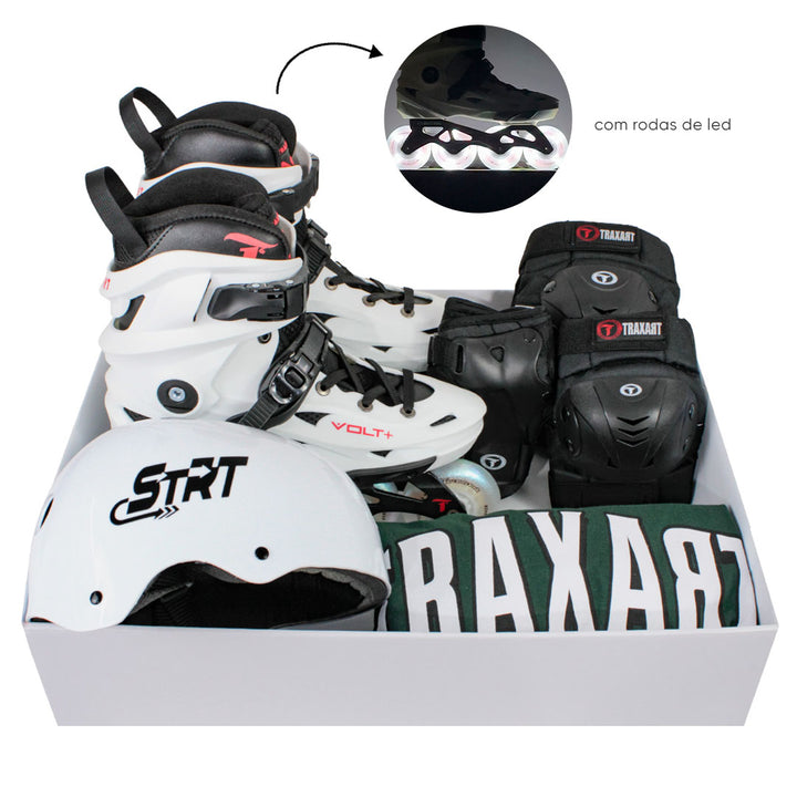 Kit Intermediário Volt Branco com Rodas LED + (Brinde)