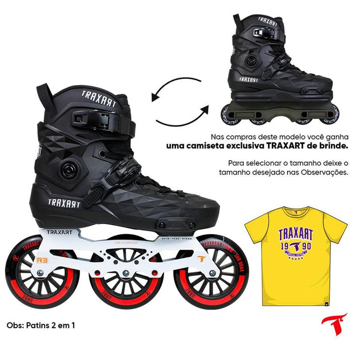 Patins Custom Preto 2 em 1 - Freestyle ou Street