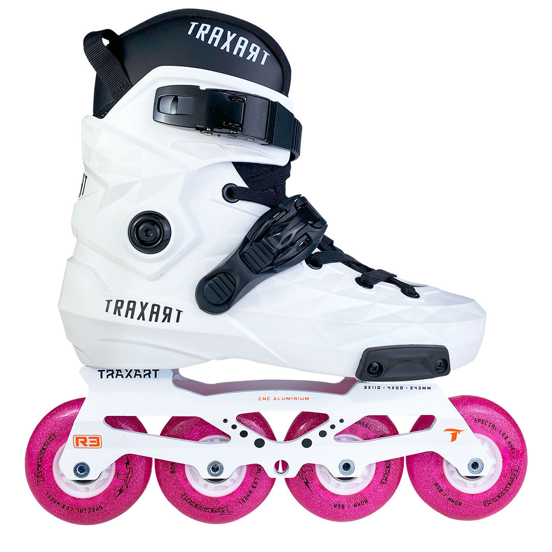 Patins Custom + Base Híbrida + Rodas de LED Glitter Pink 80mm