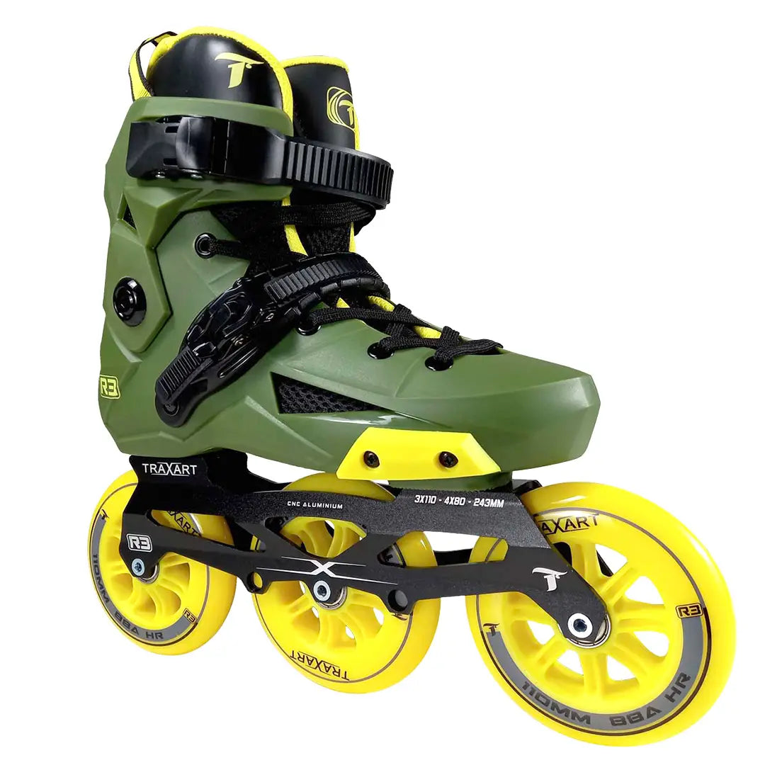 Patins R3 Verde/Amarelo - 110mm ABEC-9 Cromo