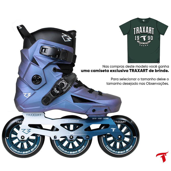Patins New R3 Azul Holográfico - 110mm ABEC-9 Cromo