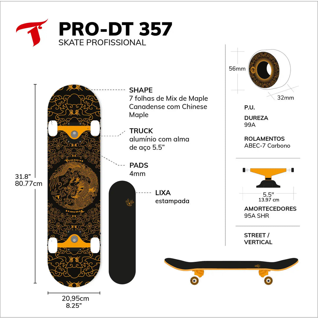 Skate Profissional Dragão DT-357