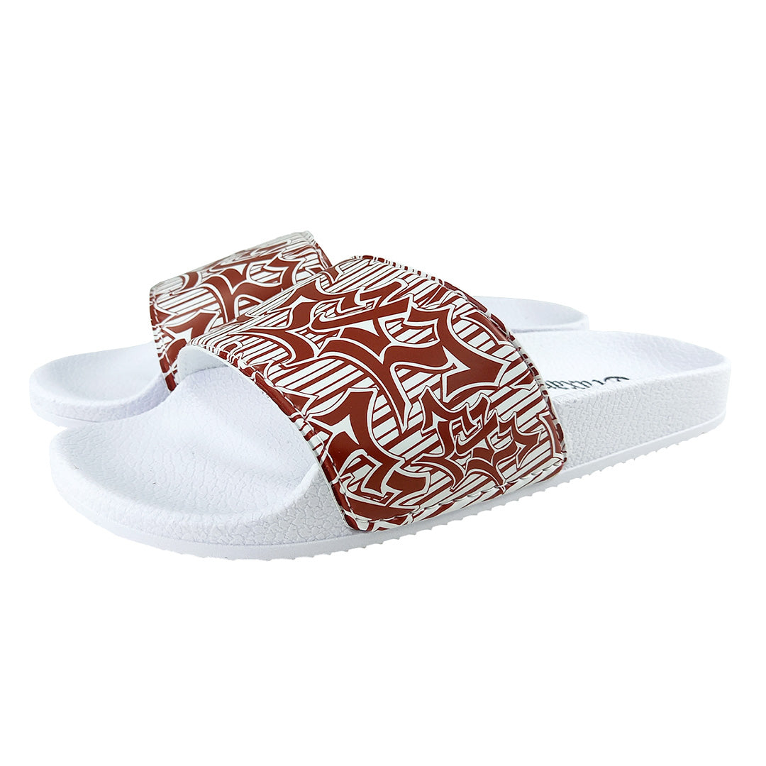 Chinelo Slide Traxart Branco com Vermelho DX-090