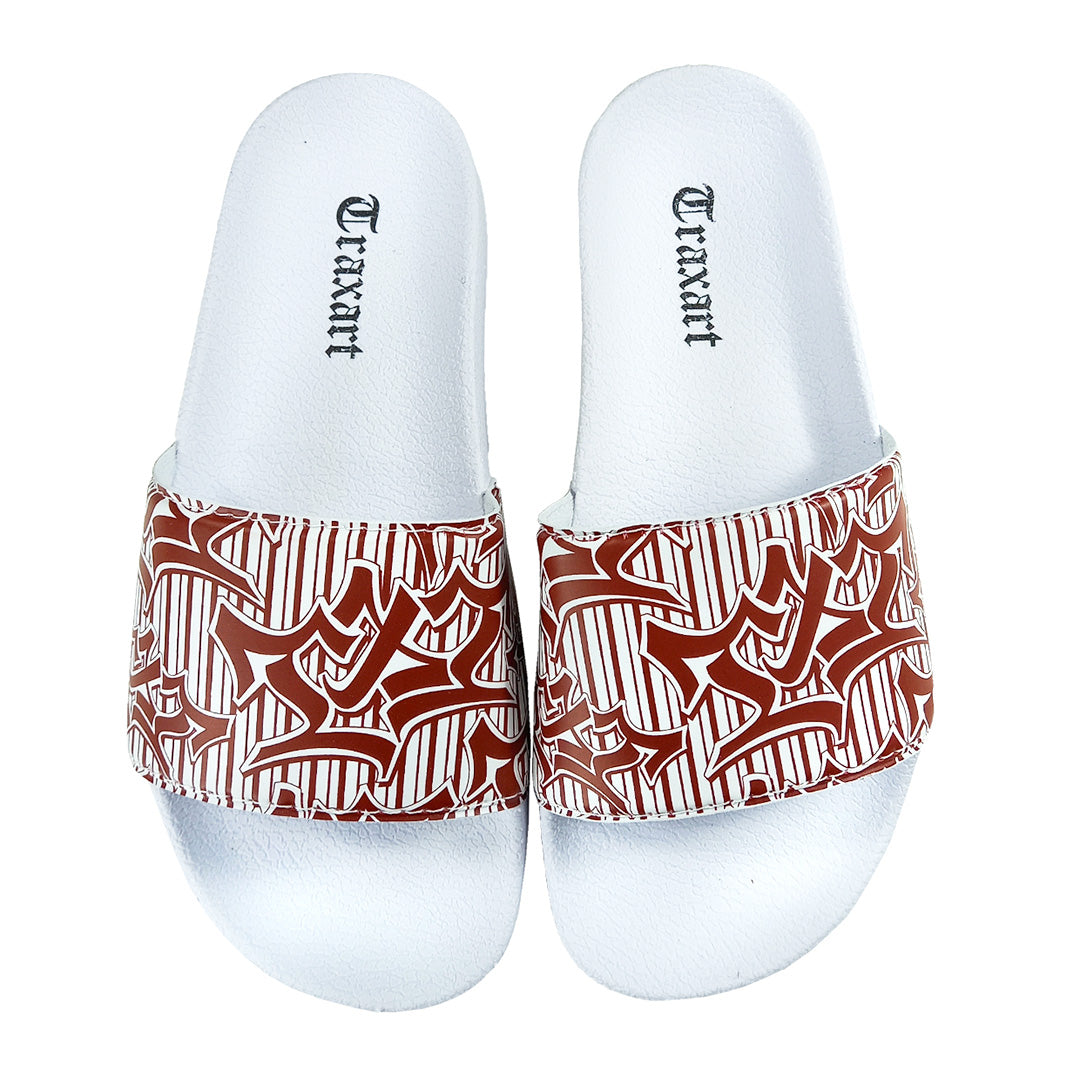 Chinelo Slide Traxart Branco com Vermelho DX-090