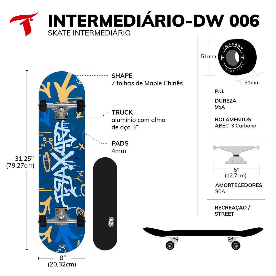 Skate Intermediário Logo Grafitti DW-006