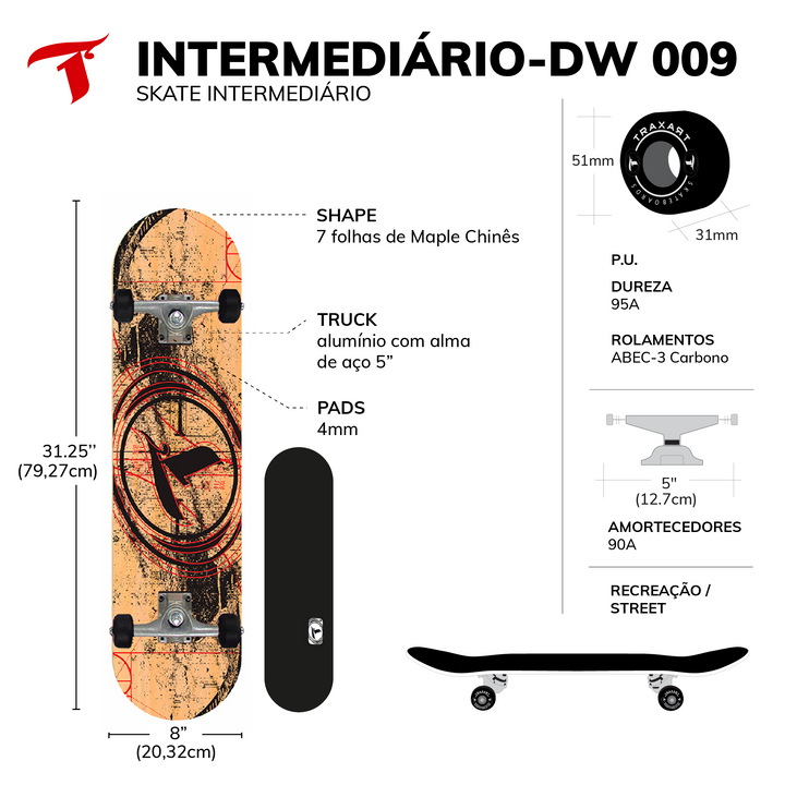 Skate Intermediário Logo Nude DW-009