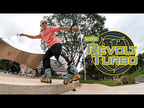 Patins Revolt Turbo Cinza e Amarelo - 80mm ABEC-9 Cromo