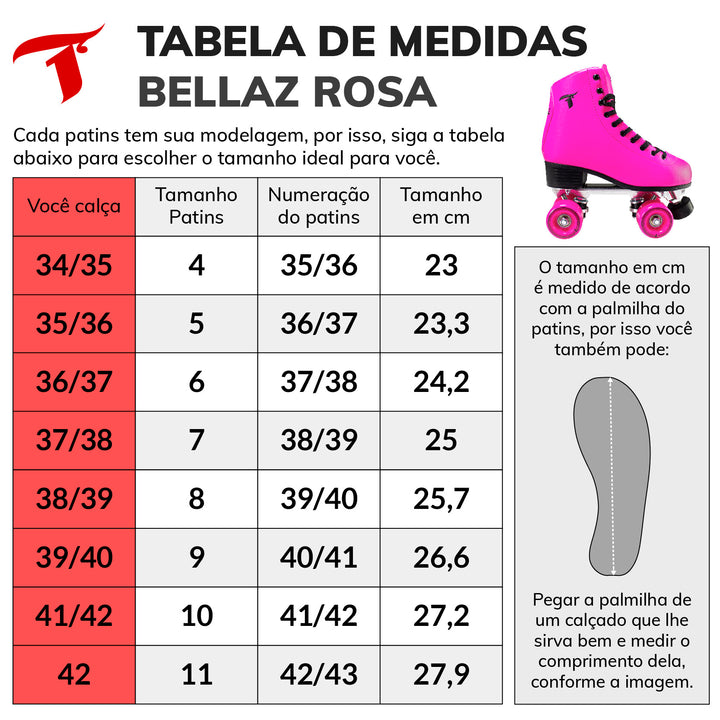 Patins Quad Traxart Bellaz Pink - 58mm x 32mm ABEC-5